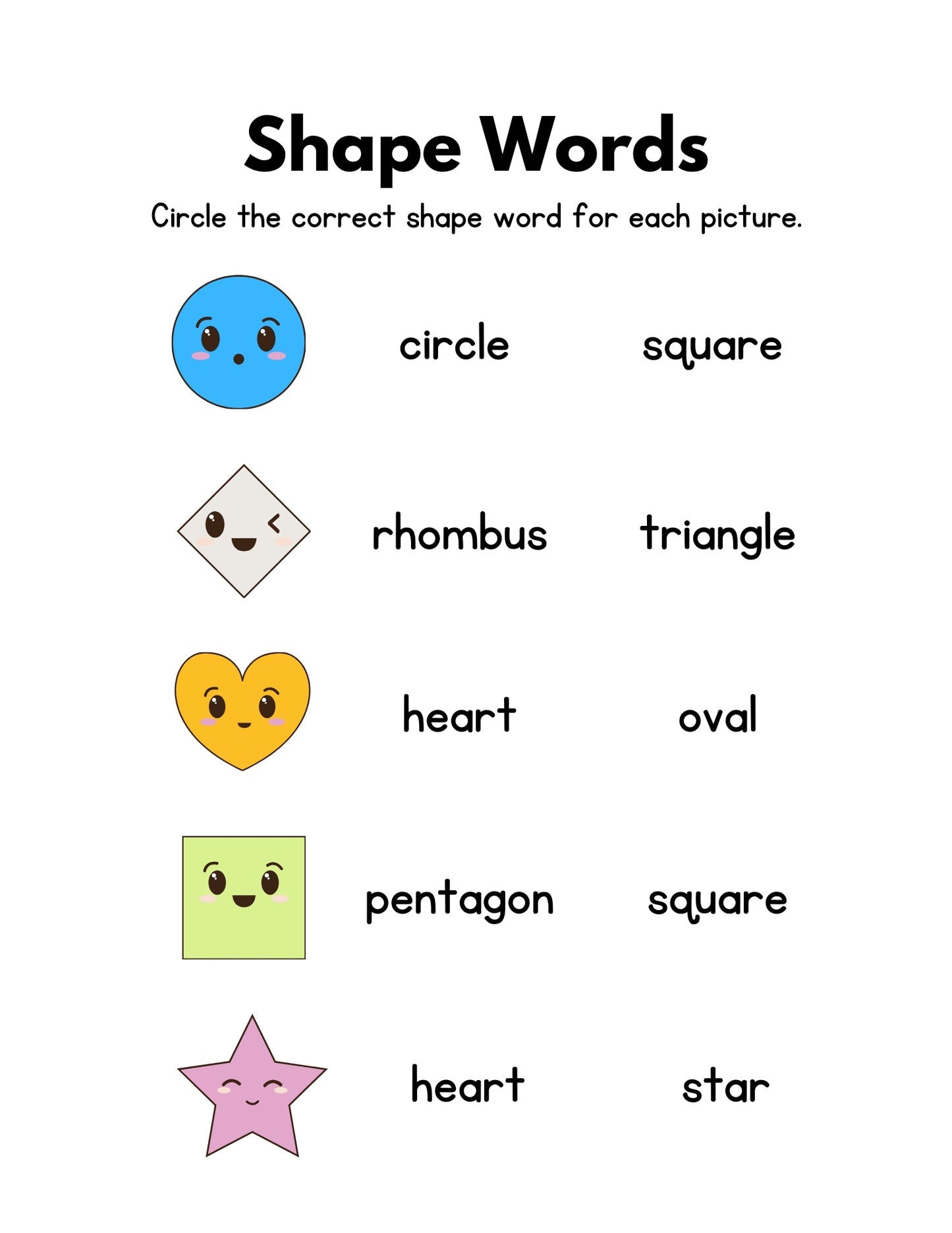 Kindergarten Shapes Workbook