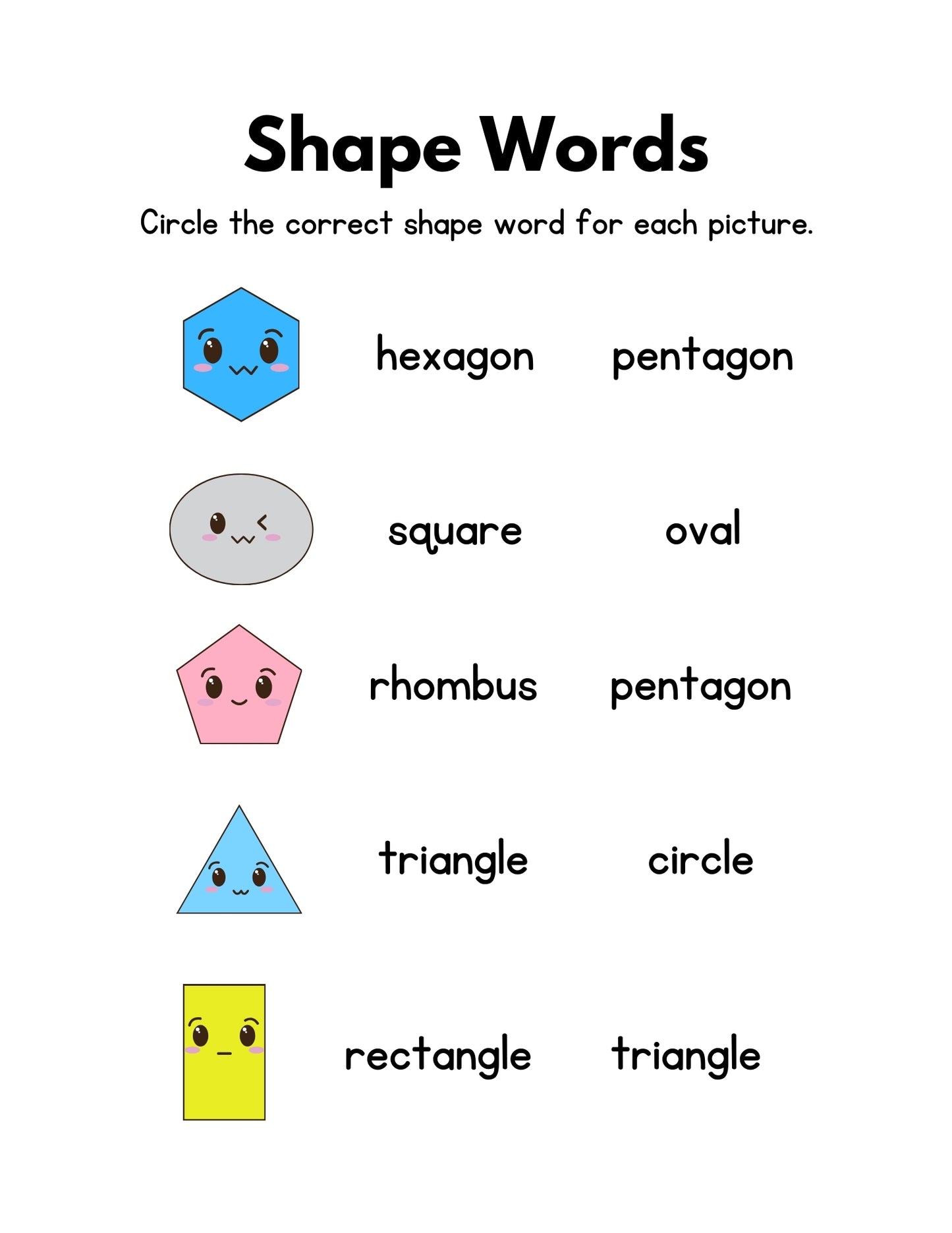 Kindergarten Shapes Workbook